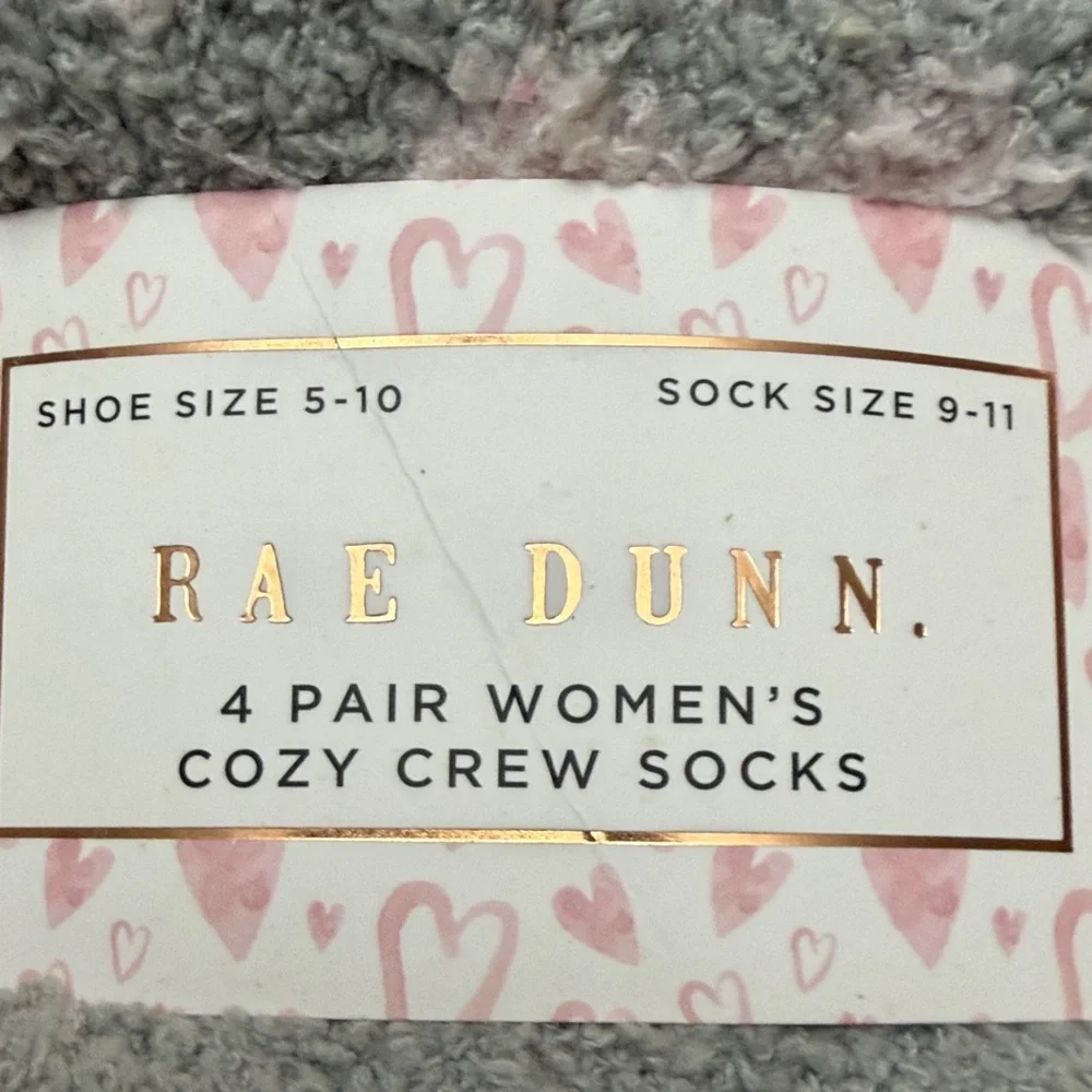 Rae Dunn Pink and Gray Heart Women's Socks